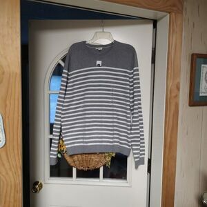 New Gap Gray White Striped Light Sweater Size Women's XL